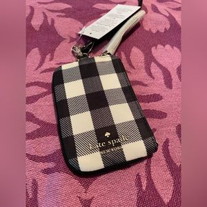 Kate Spade Chelsea gingham ID wallet w/lanyard